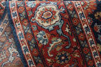 8x10 Hand Knotted Wool Rug - Navy Blue & Rust Traditional Oriental Area Rug