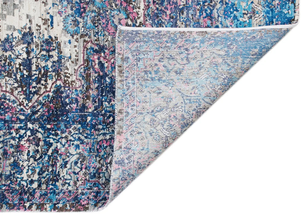 8x10 Luxury Hand-Knotted Wool & Bamboo Silk Rug | Distressed Medallion