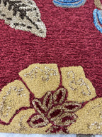 Vintage Floral Hand-Tufted Wool Rug – 5x8 Red Botanical Area Rug