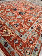 8x10 Hand-Knotted Terracotta & Sage Wool Rug