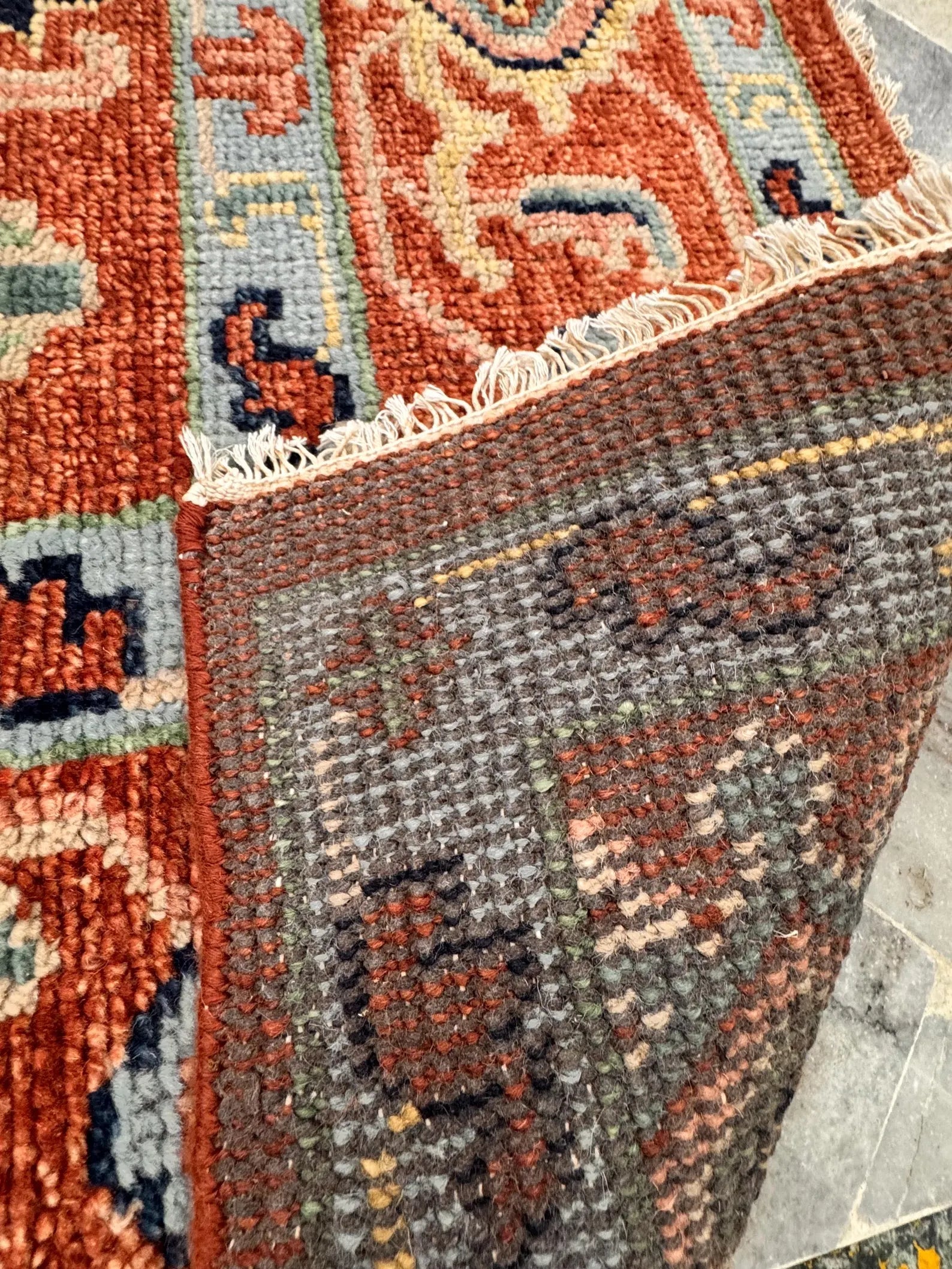 8x10 Hand-Knotted Terracotta & Sage Wool Rug