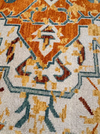 8x10 Hand-Knotted Rust & Sage Oushak Wool Rug | Modern Transitional Area Rug