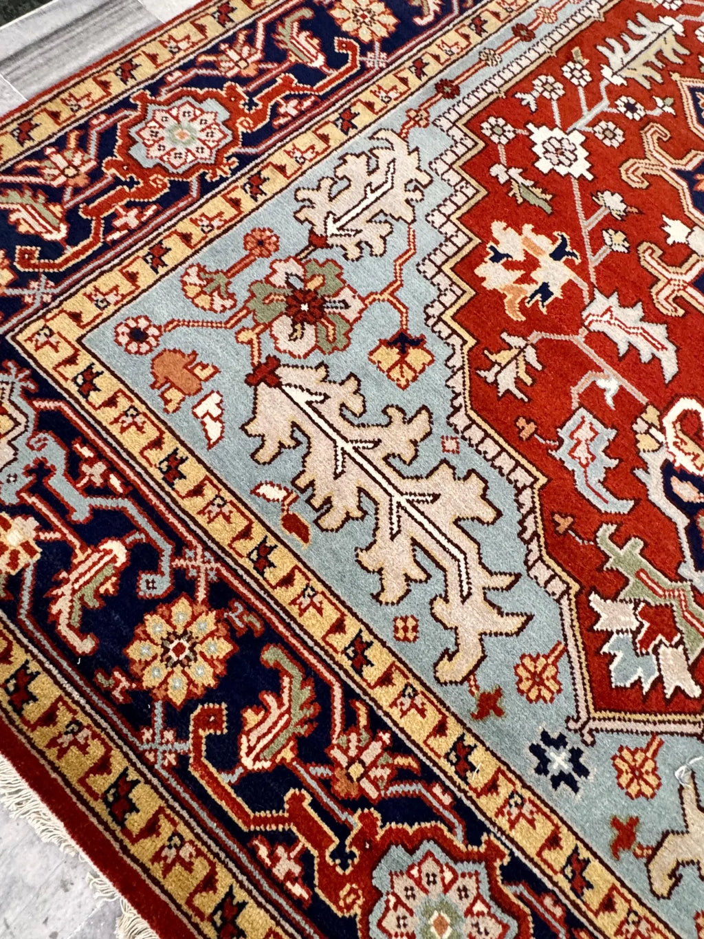 Hand-Knotted Red & Blue Area Rug Traditional Anatolian Design 8x10 Wool Living Room Rug