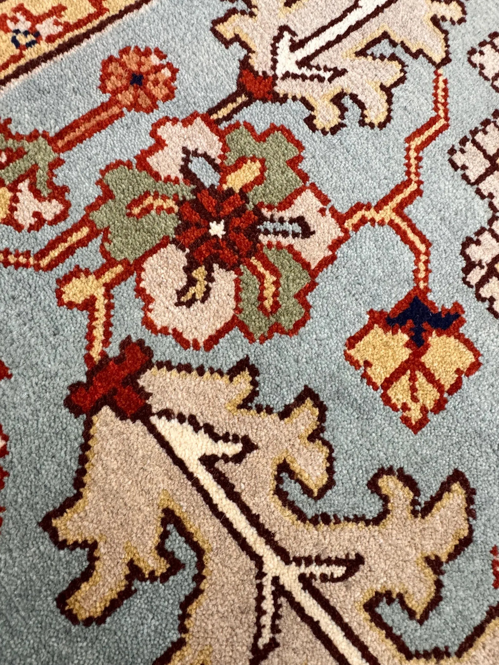 Hand-Knotted Red & Blue Area Rug Traditional Anatolian Design 8x10 Wool Living Room Rug