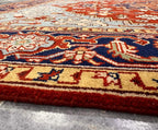 Hand-Knotted Red & Blue Area Rug Traditional Anatolian Design 8x10 Wool Living Room Rug