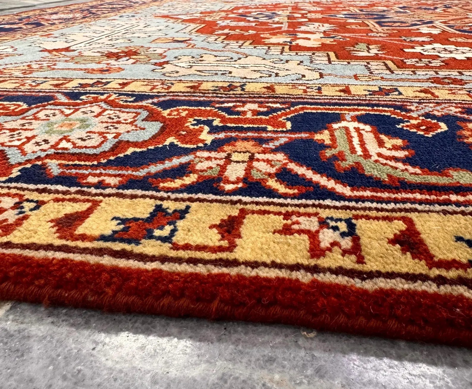 Hand-Knotted Red & Blue Area Rug Traditional Anatolian Design 8x10 Wool Living Room Rug