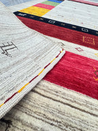 Modern Tribal Elegance: Handmade 8x9 Gabbeh Wool Rug