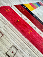Modern Tribal Elegance: Handmade 8x9 Gabbeh Wool Rug