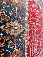 Traditional Persian-Style Hand-Knotted Wool Rug - 8x10 Red & Blue