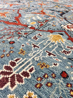 8x10 Hand-Knotted Wool Rug | Blue & Rust Traditional Persian Style