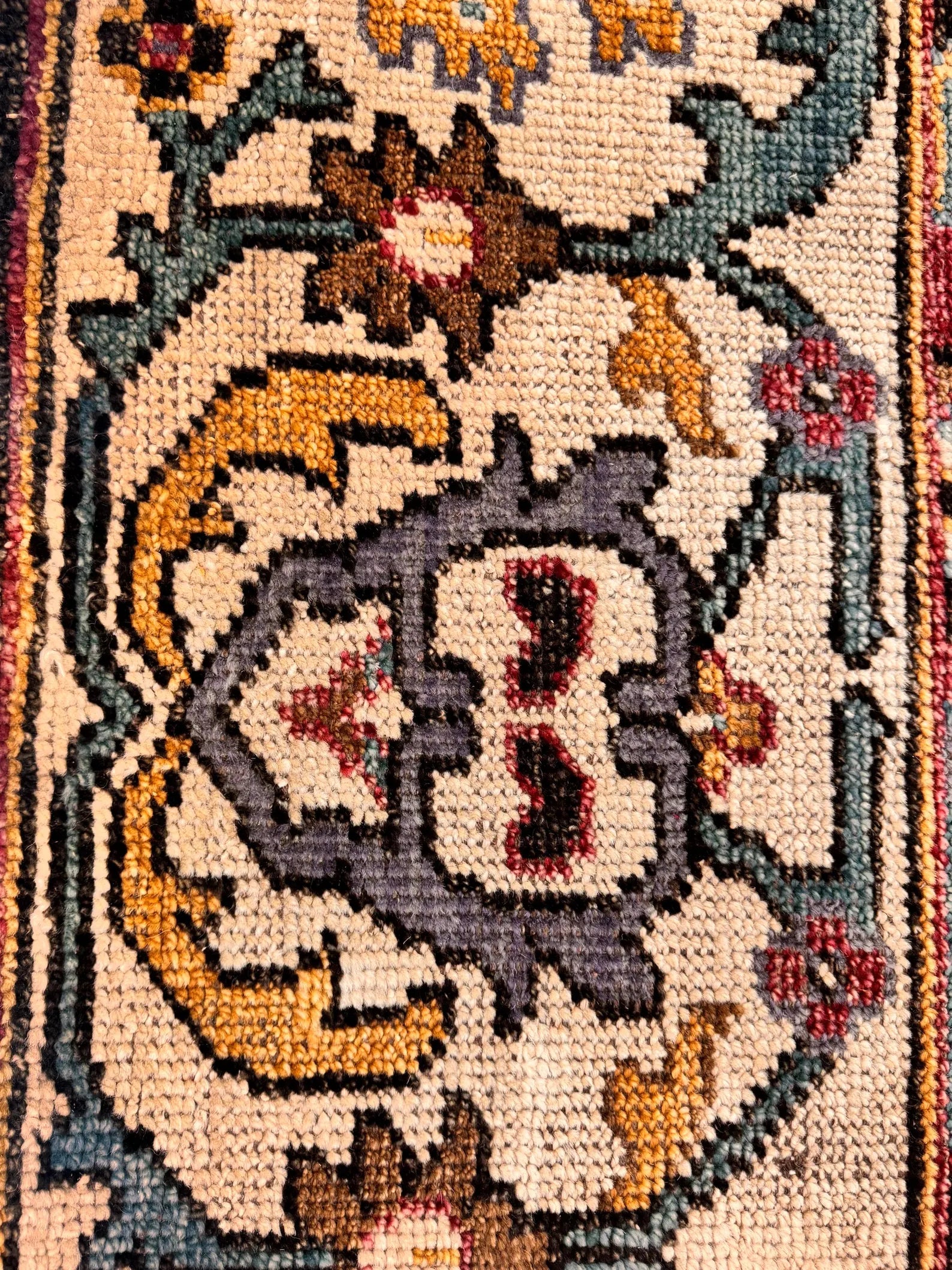 8x10 Hand-Knotted Wool Rug: Modern Traditional Medallion in Charcoal & Plum