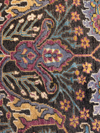 8x10 Hand-Knotted Wool Rug: Modern Traditional Medallion in Charcoal & Plum