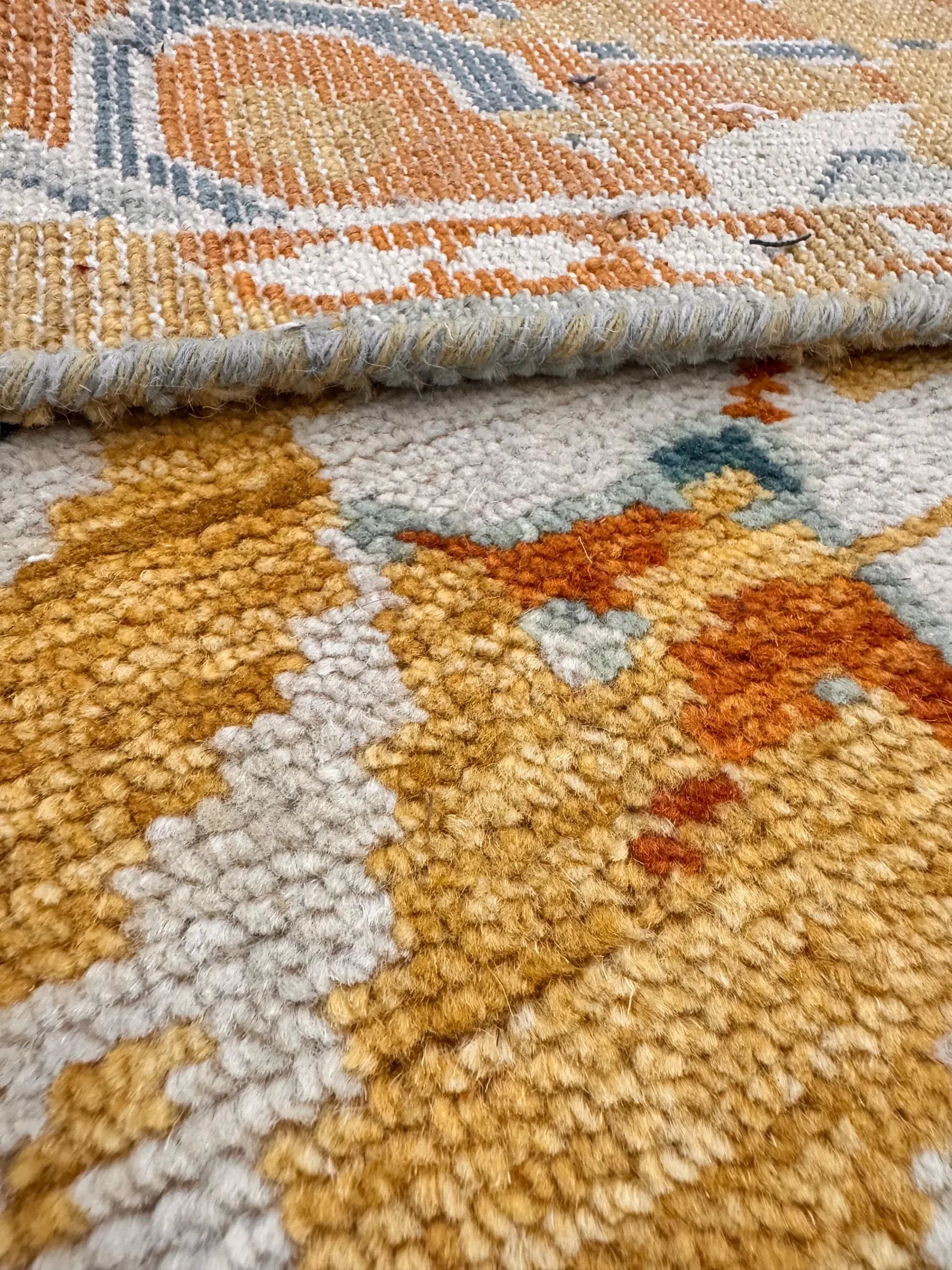 8x10 Hand-Knotted Rust & Sage Oushak Wool Rug | Modern Transitional Area Rug