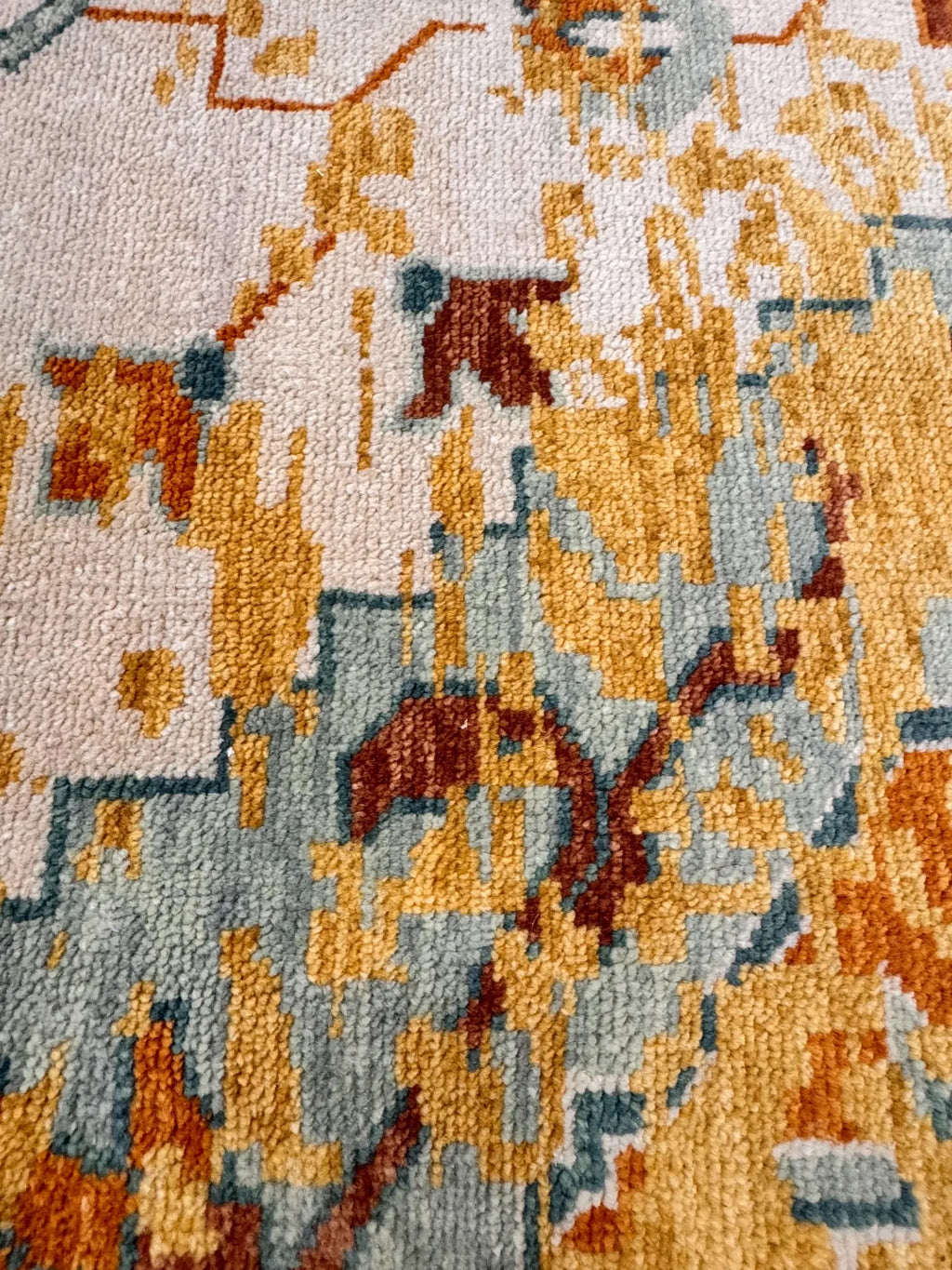 8x10 Hand-Knotted Rust & Sage Oushak Wool Rug | Modern Transitional Area Rug