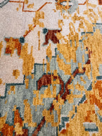 8x10 Hand-Knotted Rust & Sage Oushak Wool Rug | Modern Transitional Area Rug