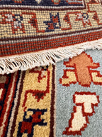 Hand-Knotted Red & Blue Area Rug Traditional Anatolian Design 8x10 Wool Living Room Rug