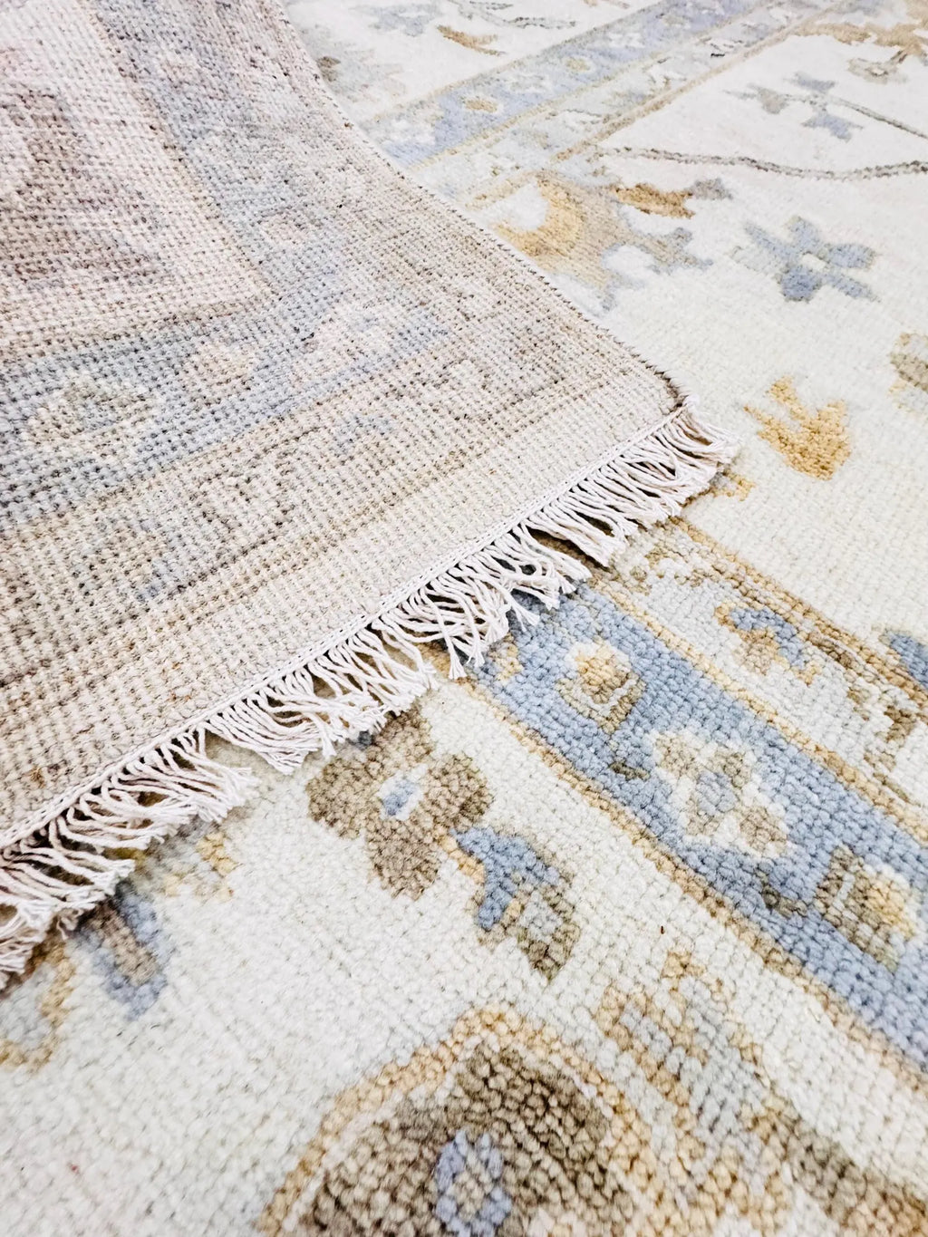8x10 Distressed Oushak Hand-Knotted Wool Rug - Vintage Inspired