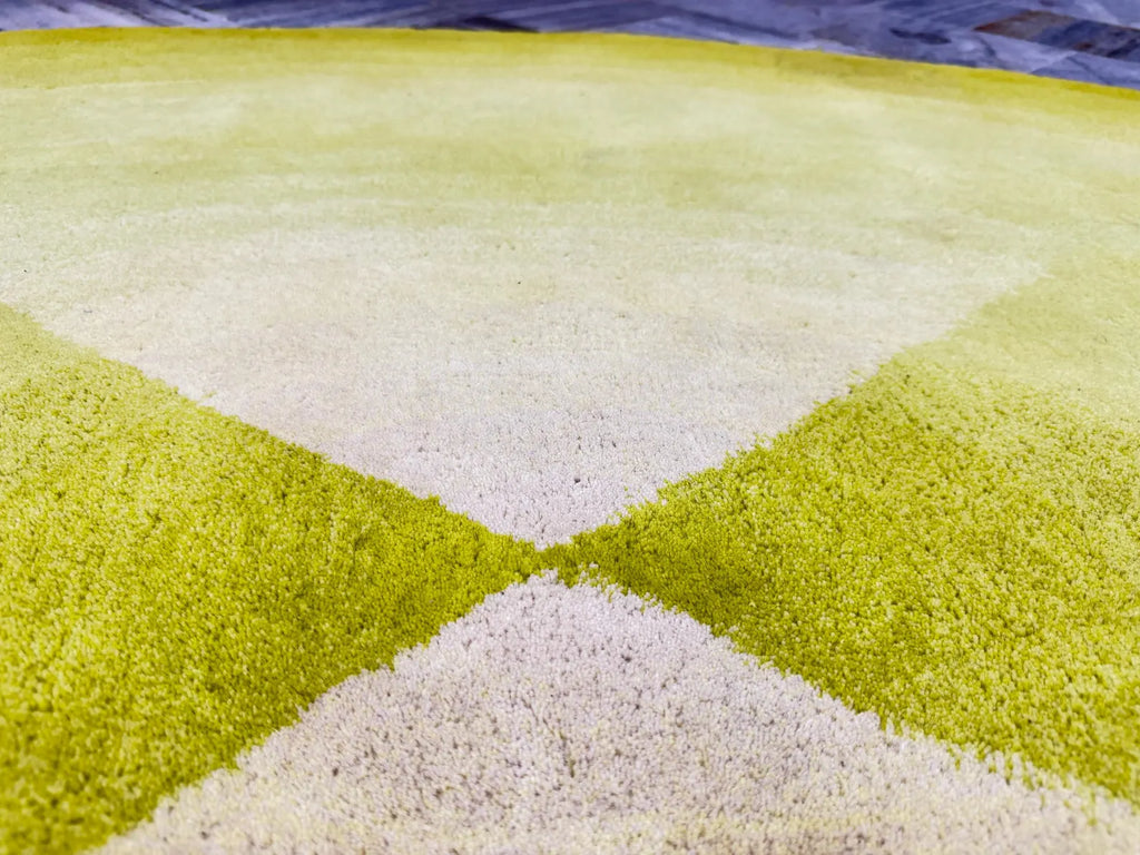 Neon green Hand tufted Oval area Rug 5x7.6 handmade modern rug for Unique Funky Home