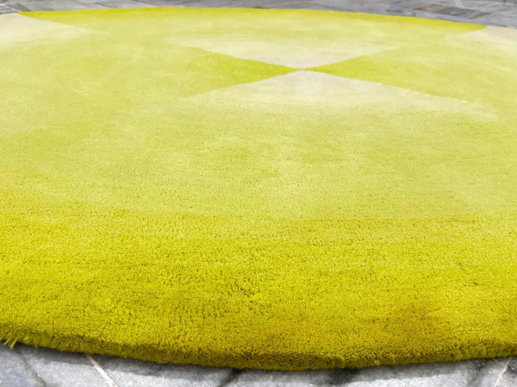 Neon green Hand tufted Oval area Rug 5x7.6 handmade modern rug for Unique Funky Home