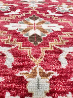 8x10 ft Traditional Floral Medallion Hand-Knotted Wool Rug - Crimson & Espresso
