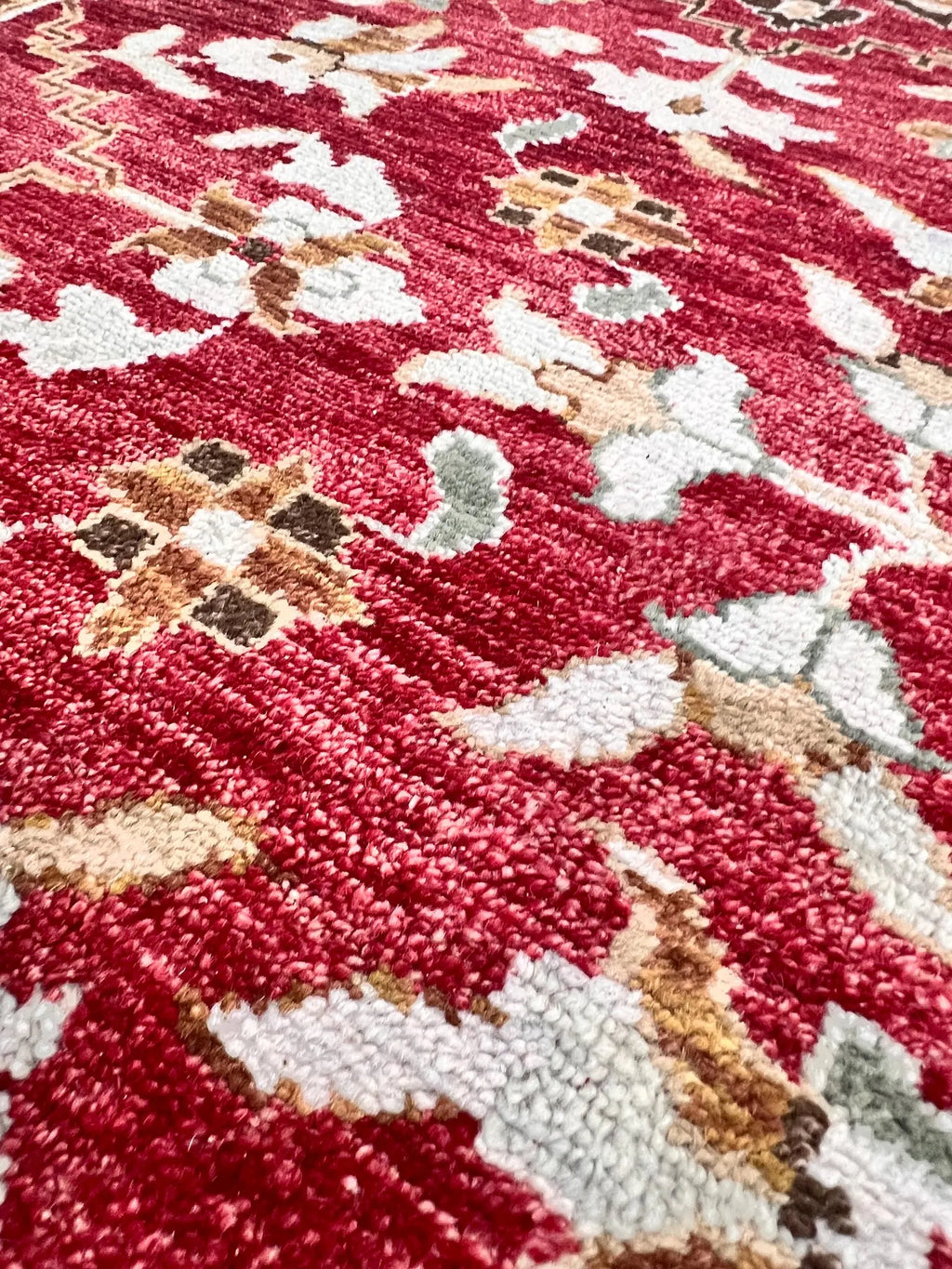 8x10 ft Traditional Floral Medallion Hand-Knotted Wool Rug - Crimson & Espresso