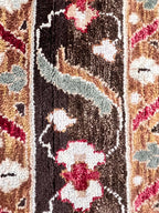 8x10 ft Traditional Floral Medallion Hand-Knotted Wool Rug - Crimson & Espresso