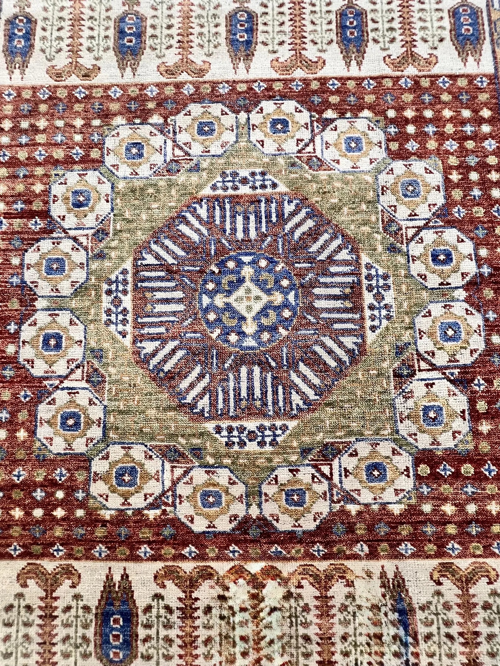 Hand-Knotted Mamluk Style 8x10 Rug, Deep Red, Blue & Gold Accent Oriental Carpet