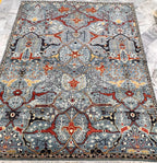 8x10 Hand-Knotted Wool Rug | Blue & Rust Traditional Persian Style