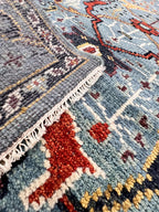 8x10 Hand-Knotted Wool Rug | Blue & Rust Traditional Persian Style