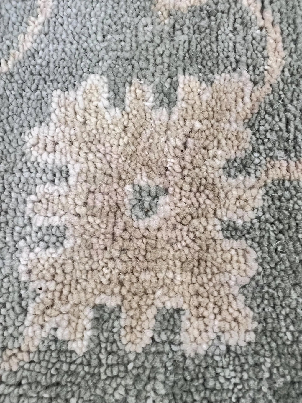 8x10 ft Hand-Knotted Oushak Style Sage Green & Cream Wool Rug