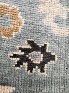 Hand-Knotted Charcoal & Slate Blue Oushak Wool Rug (8x10)