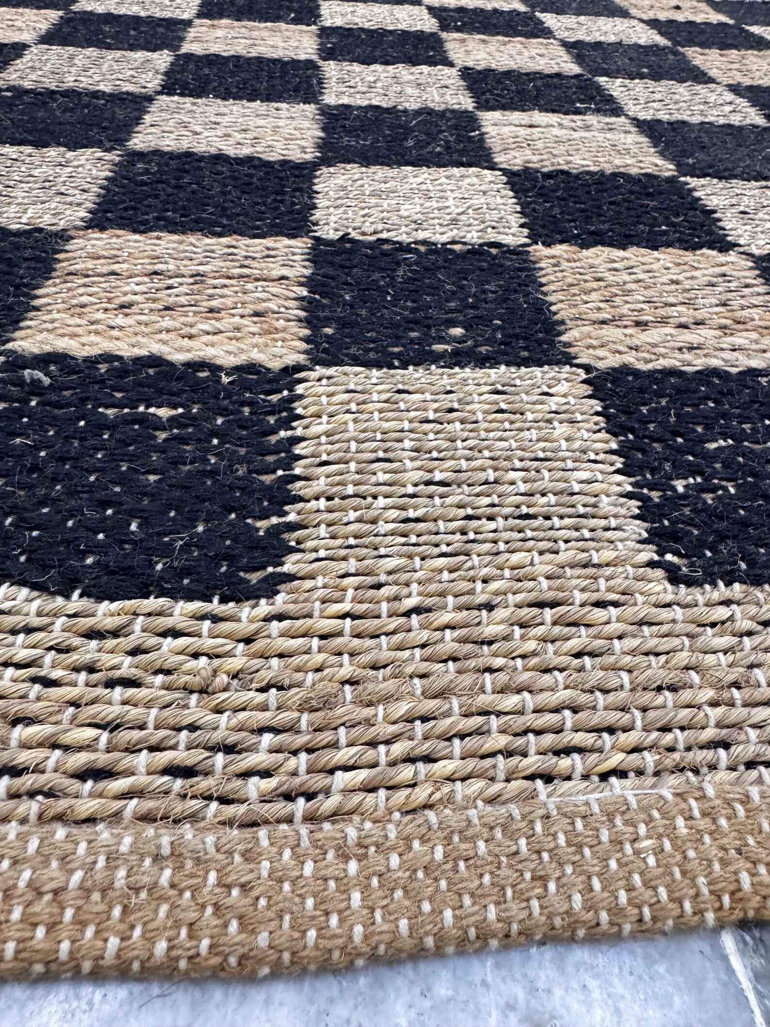 6x8 Natural Classic Checkered Jute Area Rug