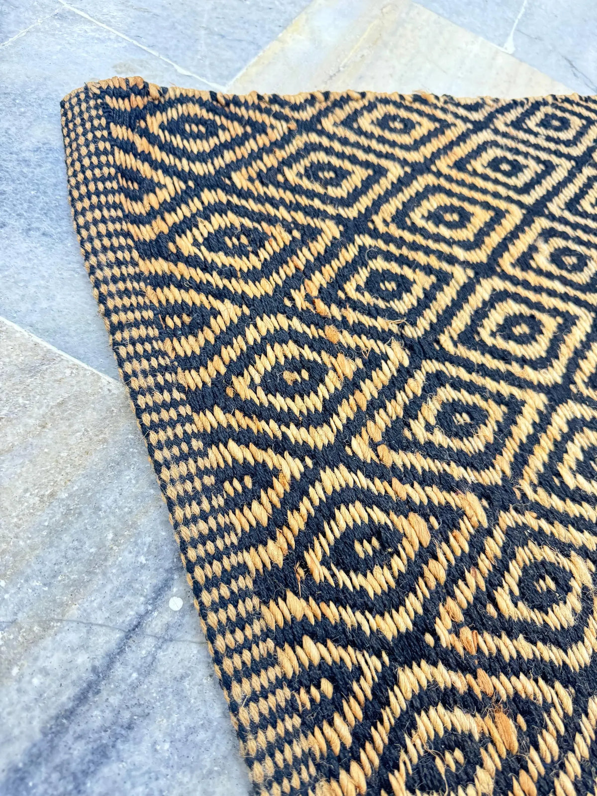 Rubber Rug Diamond Pattern 5x8 Natural Jute Diamond Pattern Area Rug – Knot and Loom Rugs