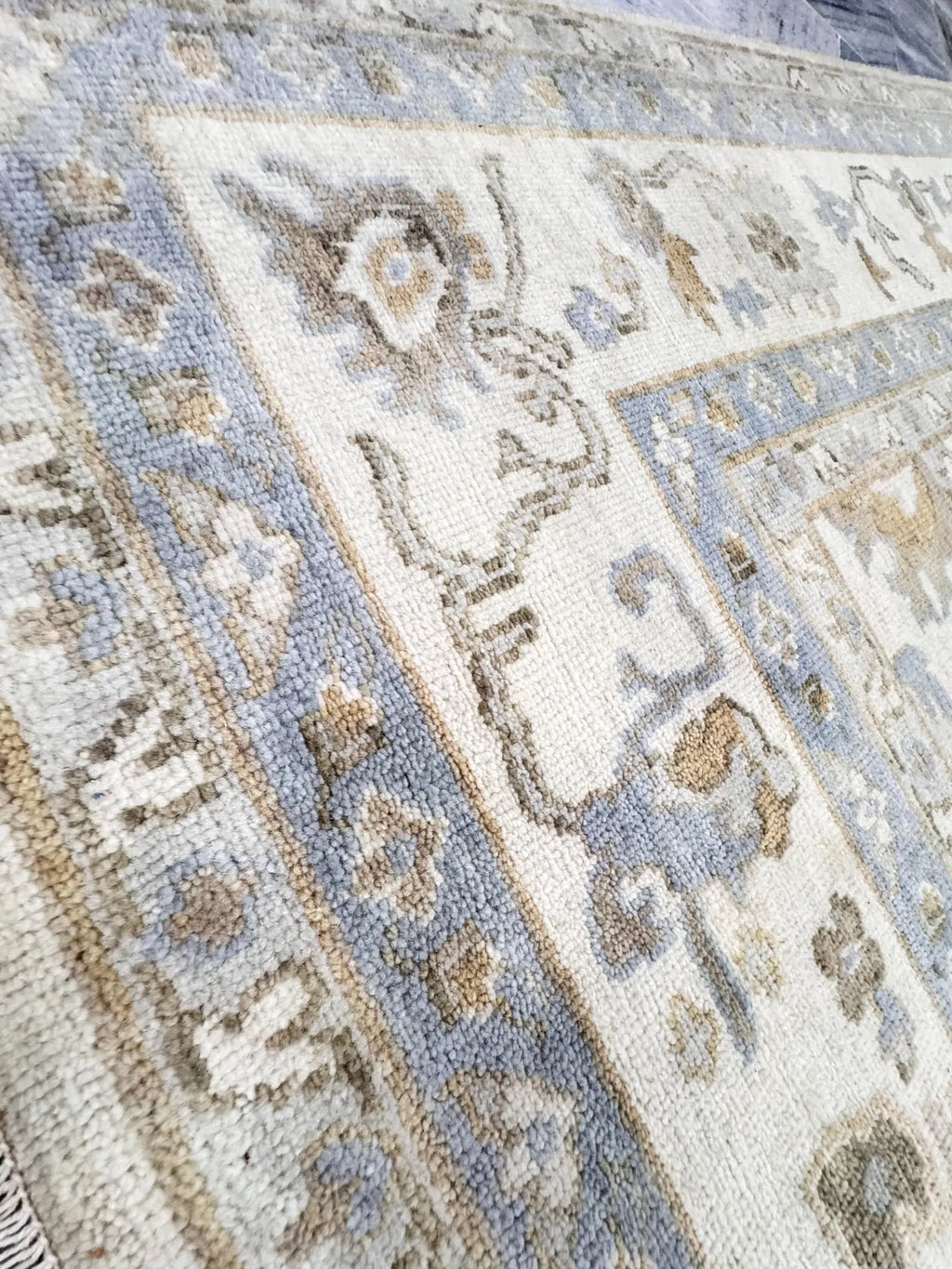 8x10 Distressed Oushak Hand-Knotted Wool Rug - Vintage Inspired