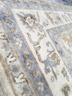 8x10 Distressed Oushak Hand-Knotted Wool Rug - Vintage Inspired