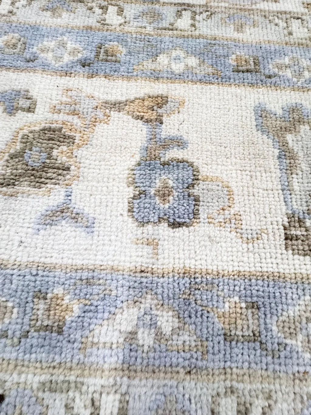 8x10 Distressed Oushak Hand-Knotted Wool Rug - Vintage Inspired