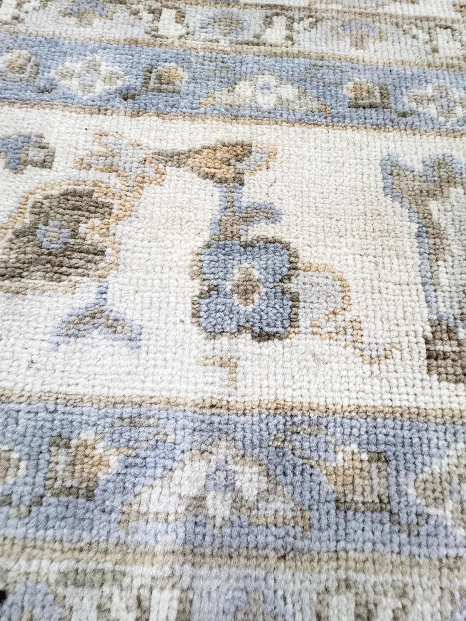 8x10 Distressed Oushak Hand-Knotted Wool Rug - Vintage Inspired