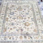 8x10 Distressed Oushak Hand-Knotted Wool Rug - Vintage Inspired