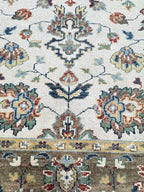 8x10 Vintage-Inspired Hand-Knotted Oushak Wool Rug | Earthy Sage & Terracotta