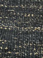 Handwoven Jute Rug 5.6x6.2 Blue Gray & Charcoal black Square Natural Fiber Rug