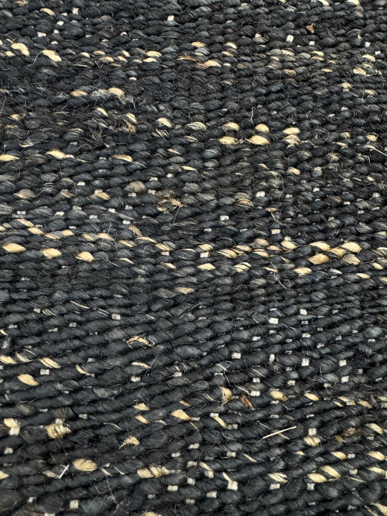 Handwoven Jute Rug 5.6x6.2 Blue Gray & Charcoal black Square Natural Fiber Rug