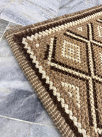 Handwoven Wool Jute Rug 3x5 brown & gray Diamond Geometric Area Rug