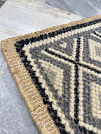 Handwoven Wool Jute Rug 3x5 brown & gray Diamond Geometric Area Rug