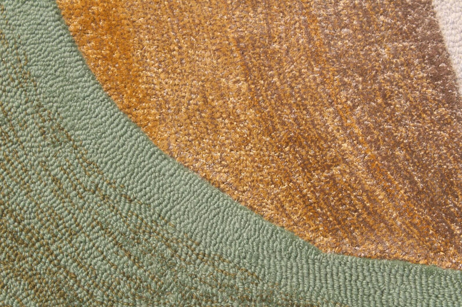 Organic Swirl Hand-Tufted Wool Area Rug – 5' x 7.8' Sage & Earth Tones