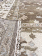 Authentic Hand-Knotted Oushak Wool Rug | Muted Earth Tones