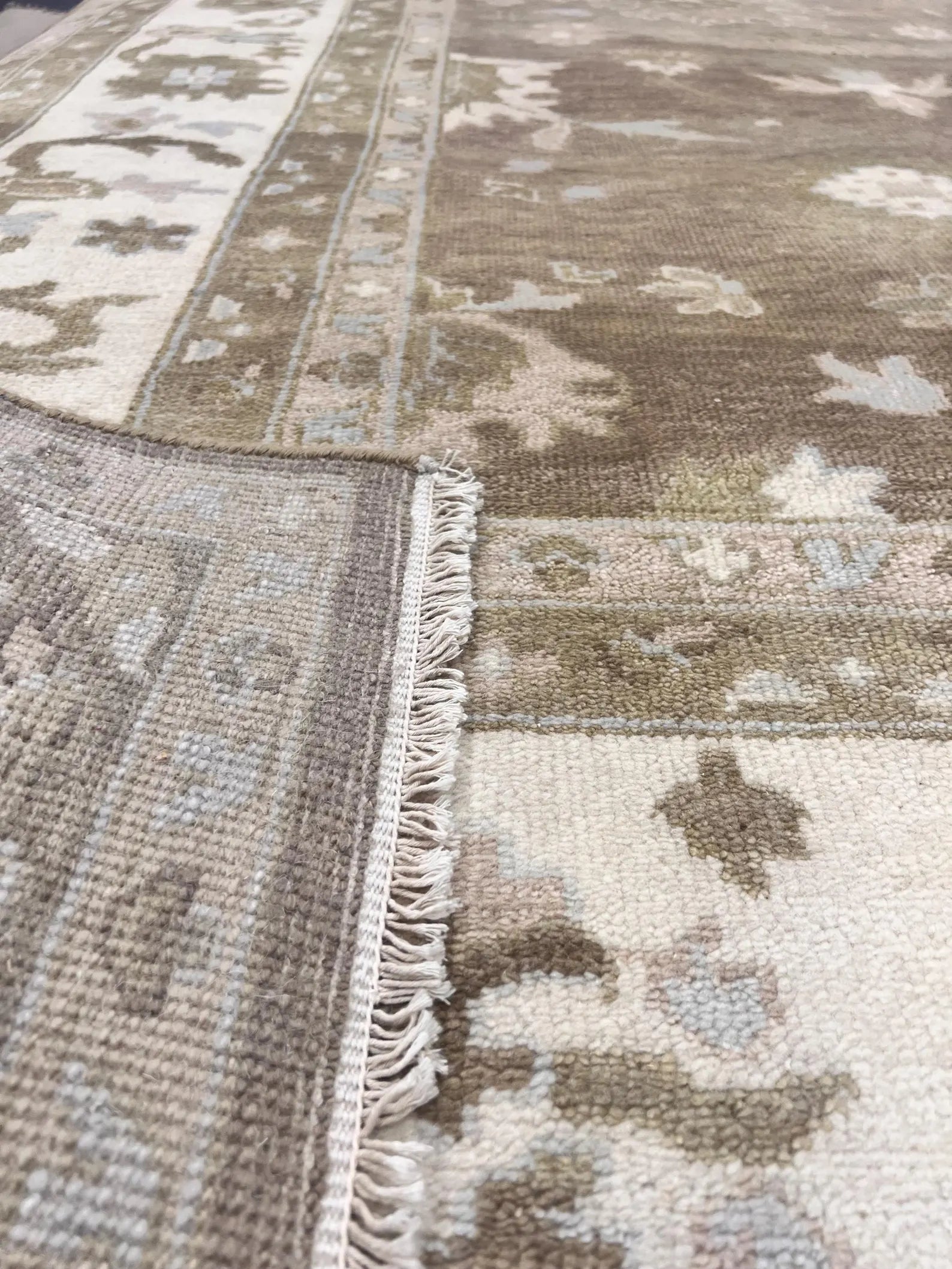 Authentic Hand-Knotted Oushak Wool Rug | Muted Earth Tones