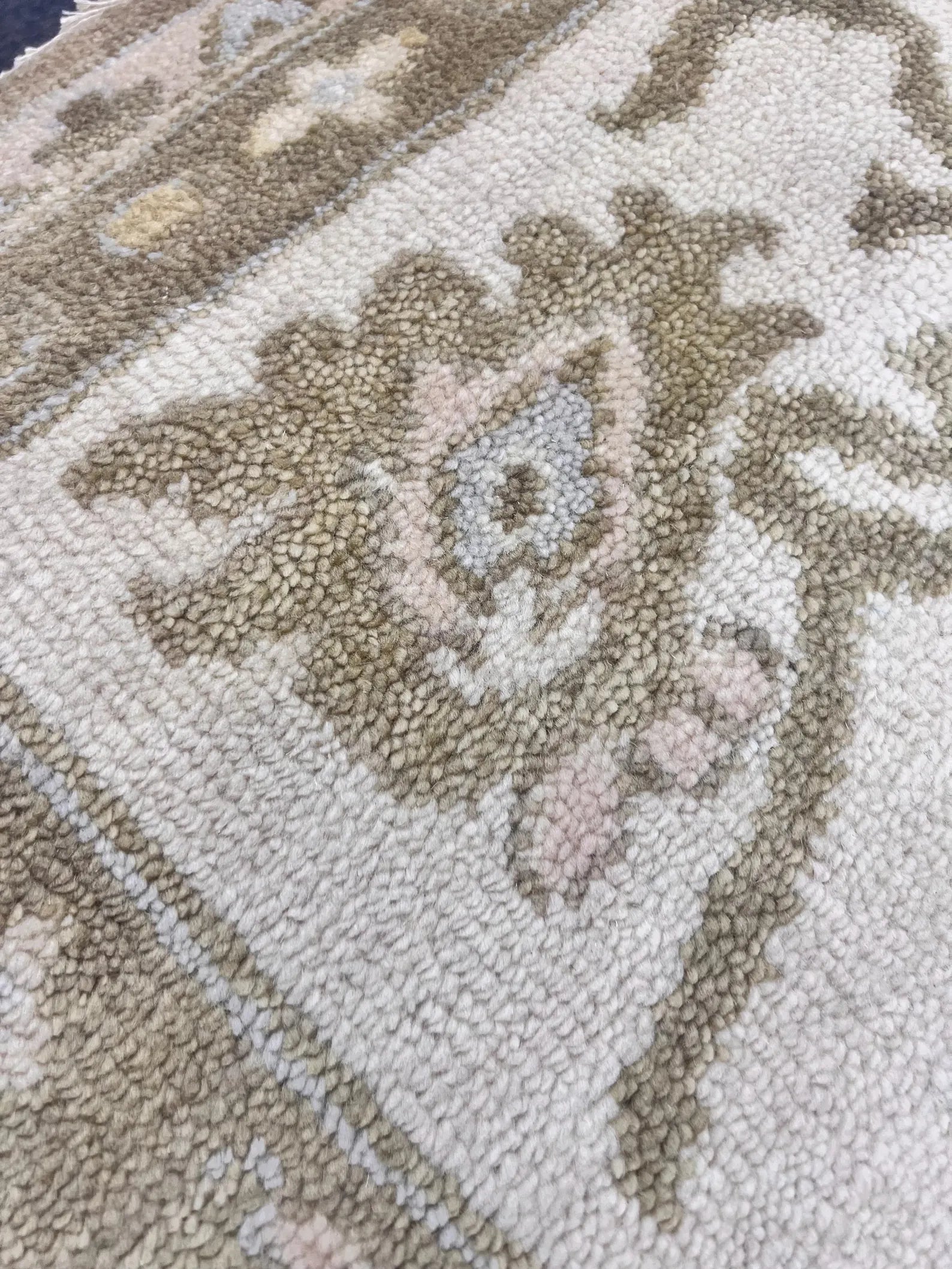 Authentic Hand-Knotted Oushak Wool Rug | Muted Earth Tones