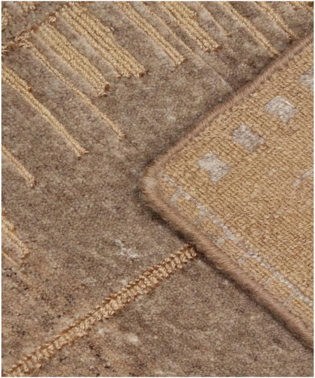 Hand Knotted Jute and Wool Rug - Hand Carved Textured Area Rug