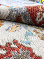 Ivory Red Oushak style Hand Knotted wool Rug