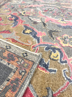 8x10 ft Luxurious pink Silver gray Hand-Knotted Oxidized Wool & Silk Area Rug